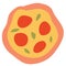Whole pizza with tomatoes, flat, isolated object on a white background, vector illustration,