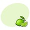 Whole and quarter of unpeeled green lime, sketch vector illustration