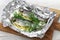 Whole rainbow trout baked in foil