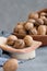 Whole raw walnuts, healthy ingredients, vegan and vegetarian food