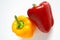 A Whole Red & Yellow Pepper / Capsicum Close Up