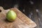 Whole ripe green pears, close up