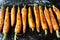 Whole roasted carrots with tails