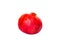 Whole single ruby pomegranate isolated on white background