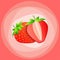 Whole and slice strawberry vector color flat