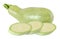 Whole and sliced light green zucchini isolated with clipping path