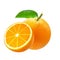 Whole and sliced orange fruits isolated on white background. Slice tangerine fruit . Clipping path