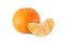 Whole tangerine fruits and peeled segment isolated