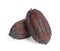 Whole tropical cocoa pods isolated