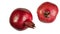 Whole two red pomegranates isolated on white background. Garnet is a symbol of Judaism, fertility and abundance