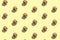 The whole unpeeled walnuts pattern on yellow background