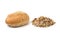 Whole wheat bread and muesli on white background