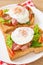 whole wheat bread toasted with vegetable, bacon and egg