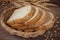 Whole wheat bread in wicker basket