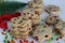 Whole wheat eggless tutti fruti cookies. Healthy cookies made of whole wheat flour, butter, sugar, vanilla and green and red tutti