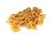 Whole wheat shell pasta on white background