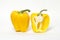 Whole yellow bell pepper and cut in half yellow be