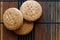 Wholegrain biscuits on woden bamboo litter