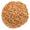 Wholegrain buckwheat in round heap shape, isolated