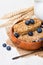 Wholegrain wheat bisks with milk and blueberry