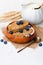 Wholegrain wheat bisks with milk and blueberry