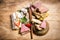 Wholemeal cookies - fruit biscuit on rustic table