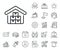 Wholesale goods line icon. Warehouse boxes sign. Salaryman, gender equality and alert bell. Vector