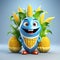 Wholesome Corn Cartoon Character: 3D Rendering Delight