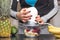 Wholesome Delight: Woman Blending a Vibrant Berry Smoothie