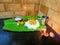 Wholesome Indian meal served in a banana leaf during a cultural ritual