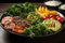 Wholesome Plate: Delight your taste buds with a vibrant, nutrient - packed plate of fresh fruits, colorful vegetables, and