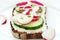 Wholesome sandwich with cheese, garden radish