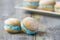 Whoopie pies on rustic background