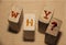 WHY wooden blocks arranged on wooden background. Philosophy concept