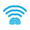 Wi-fi brain. WiFi mind. Wireless connection wiseacre. Passing th