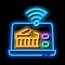 wi-fi distribution through device neon glow icon illustration