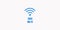 Wi-fi free blue inscription and icon with animation on white background.