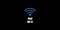 Wi-fi free white inscription and blue icon with animation on black background.