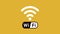 Wi-fi free white inscription and icon with animation on yellow background.