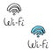 Wi-fi icon isolated on white background. Hand drawn simple vector illustration in cartoon doodle style. Wireless connection,