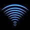 Wi-Fi light effect, blue glowing signal sensor waves internet wireless connection. Vector.