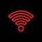Wi-fi offline, bad signal neon sign. Bright glowing symbol on a