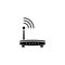 Wi-fi router black icon concept. Wi-fi router flat vector symbol, sign, illustration.