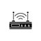 Wi-fi router black icon, vector sign on isolated background. Wi-fi router concept symbol, illustration