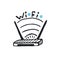 Wi fi router. Vector sketched icon.