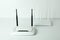 Wi-Fi routers with external antennas on white