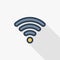 Wi-fi signal thin line flat color icon. Linear vector symbol. Colorful long shadow design.