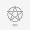 Wiccan pentacle flat line icon. Wicca magic sign. Thin linear logo for neopaganism religion