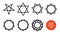 Wiccan symbol and all polygonal stars, pentagram, sexagram and other isolated on white - Big vector set of line symbols.