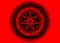Wiccan symbol of protection. 3D Red Mandala Witches runes and alphabet, Mystic Wicca divination. Ancient occult symbols